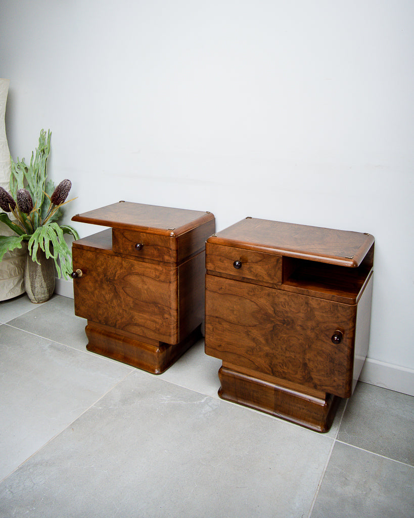 Art Deco Bedside Cabinet / Table (Pair)