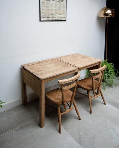Vintage Double School Desk & Chairs