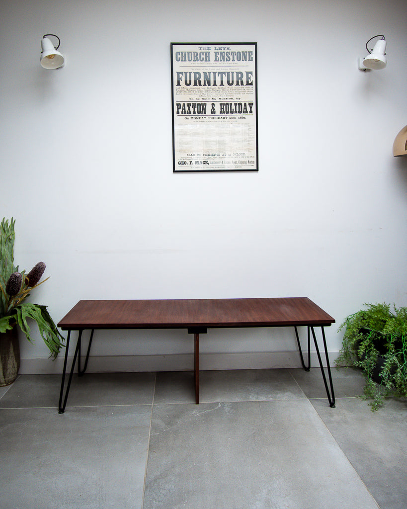 Retro Teak Long Bench & Cushions