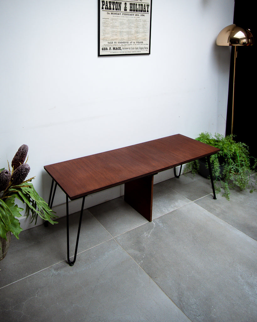 Retro Teak Long Bench & Cushions