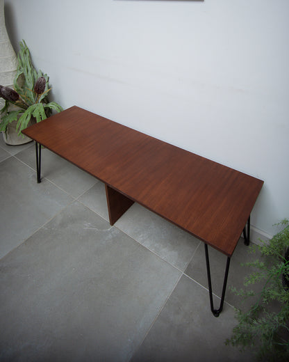 Retro Teak Long Bench & Cushions