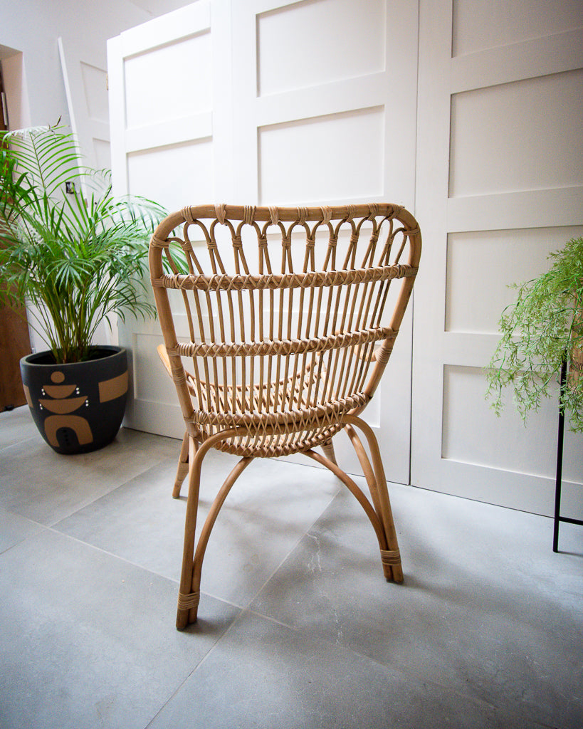 Pair of Mid Century High Back Bamboo Armchairs