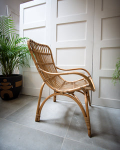 Pair of Mid Century High Back Bamboo Armchairs