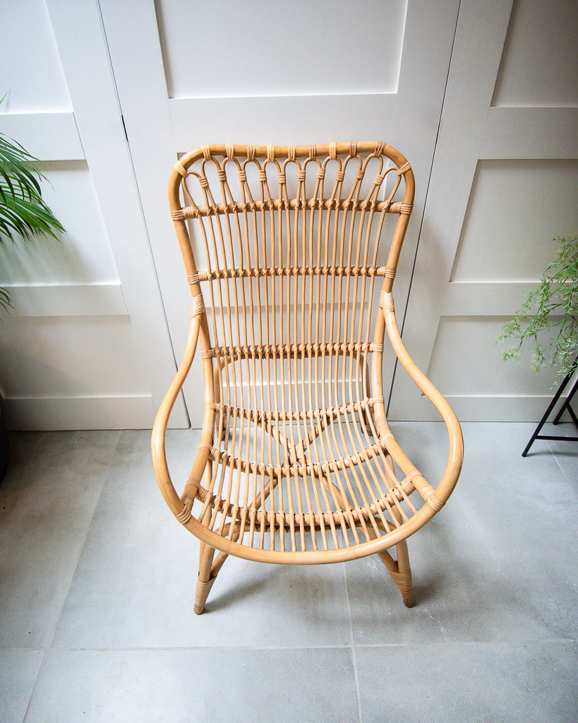 Pair of Mid Century High Back Bamboo Armchairs