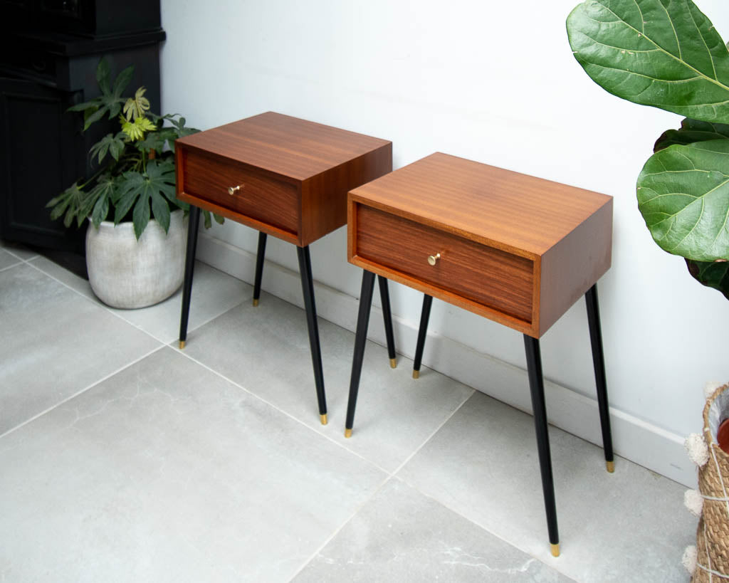 Mid Century Bedside Cabinet / Table (Pair)