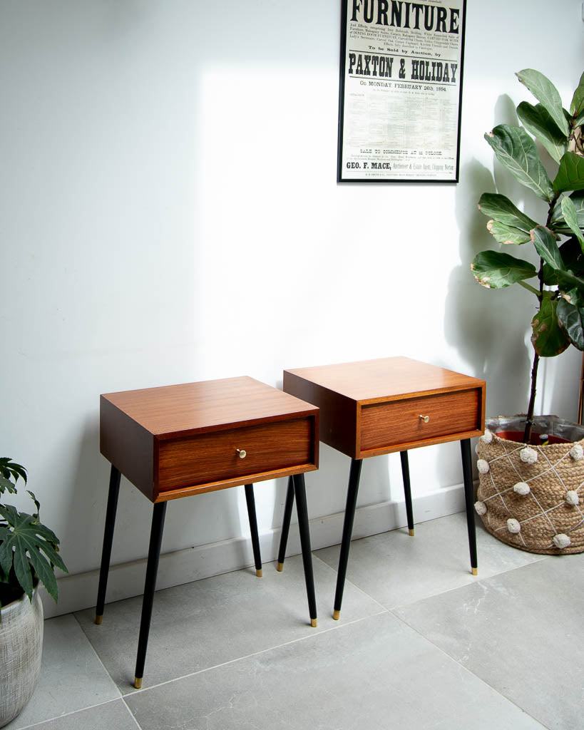 Mid Century Bedside Cabinet / Table (Pair)