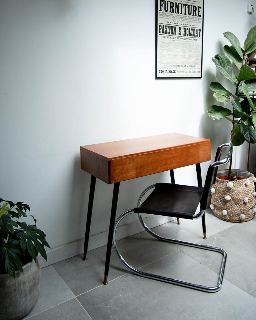 Retro Teak Desk Ebonised Dansette Legs