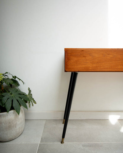 Retro Teak Desk Ebonised Dansette Legs