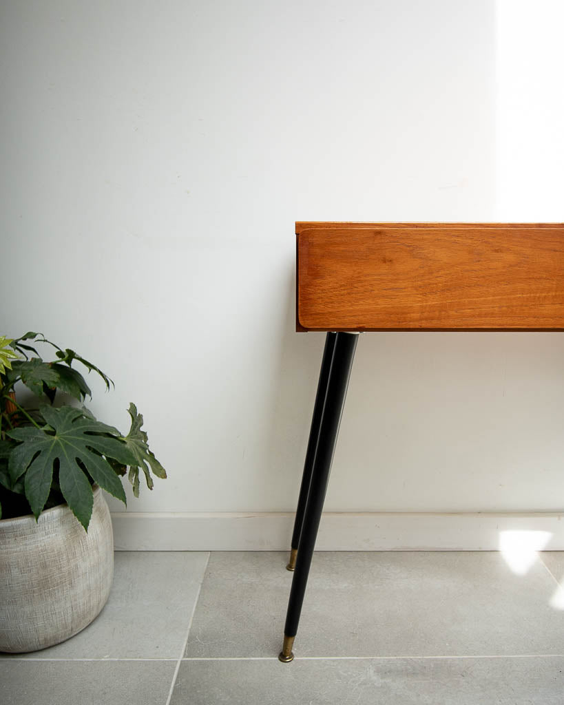 Retro Teak Desk Ebonised Dansette Legs
