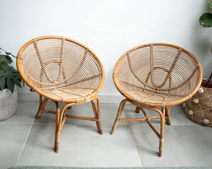 Mid Century Low Bamboo Armchairs