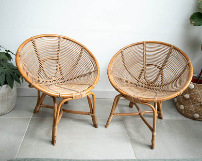 Mid Century Low Bamboo Armchairs