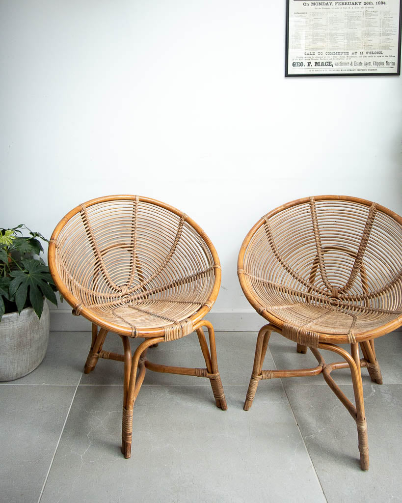 Mid Century Low Bamboo Armchairs