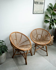 Mid Century Low Bamboo Armchairs
