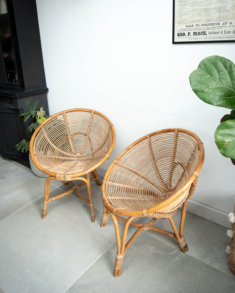 Mid Century Low Bamboo Armchairs