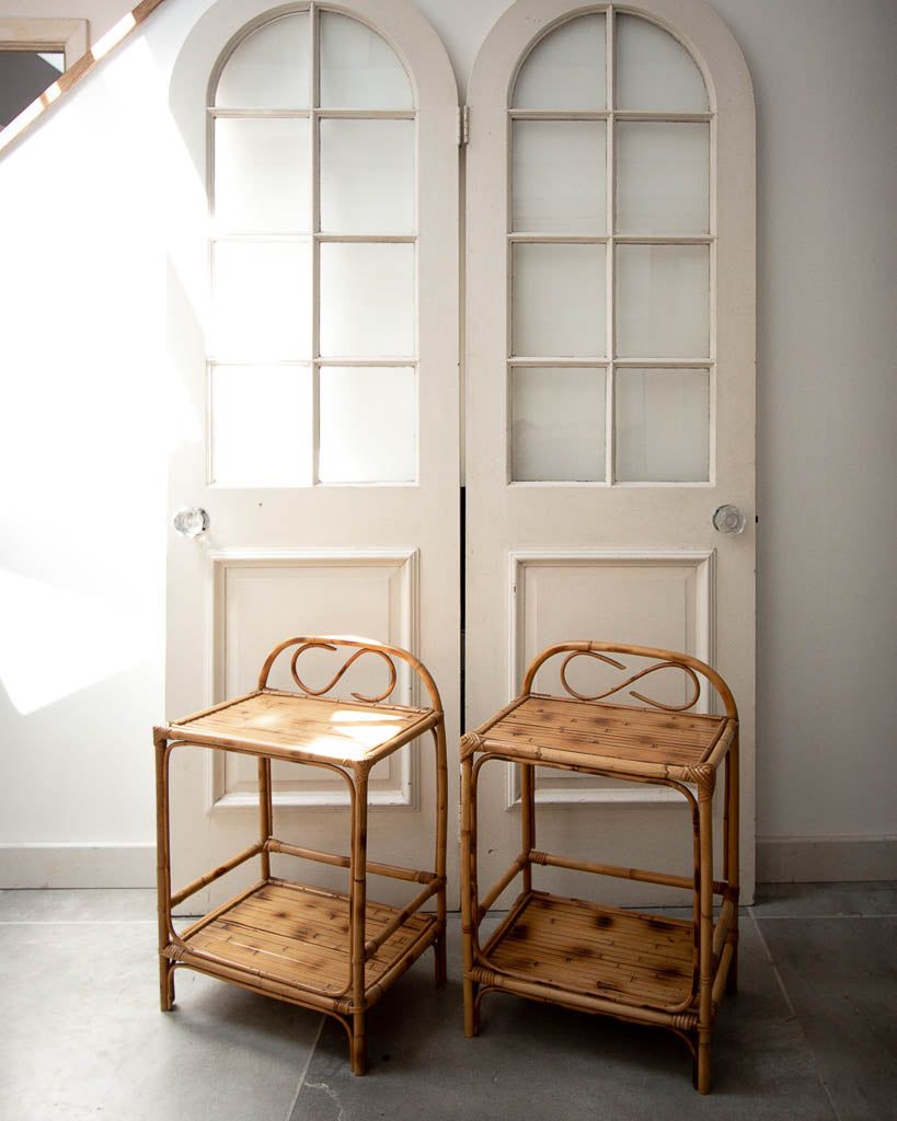 Tiger Bamboo Bedside Side Tables (Pair)