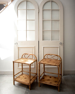 Tiger Bamboo Bedside Side Tables (Pair)