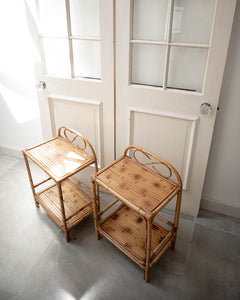 Tiger Bamboo Bedside Side Tables (Pair)