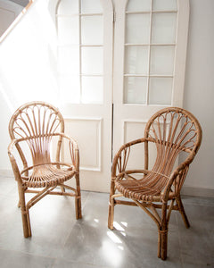 Mid Century Boho Bamboo Chairs (Pair)