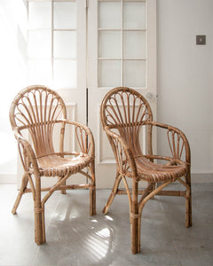 Mid Century Boho Bamboo Chairs (Pair)