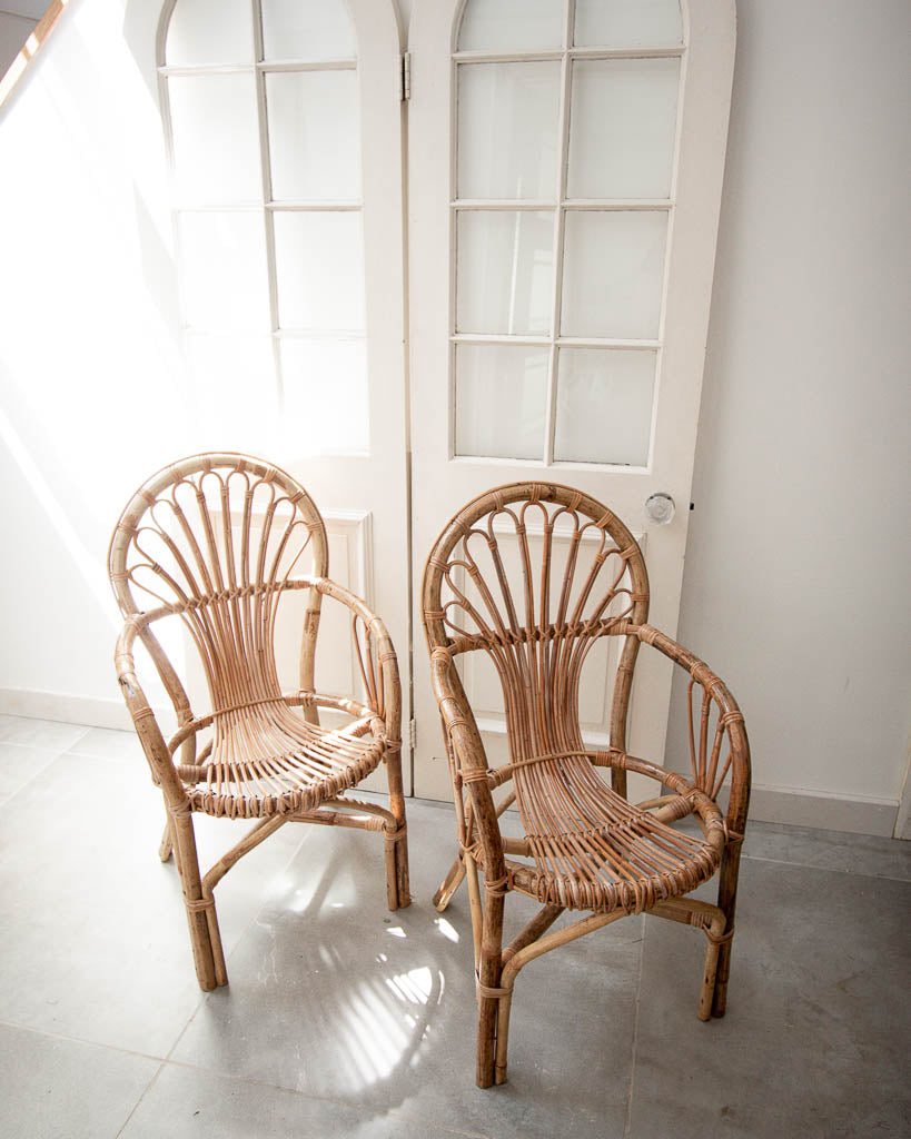 Mid Century Boho Bamboo Chairs (Pair)
