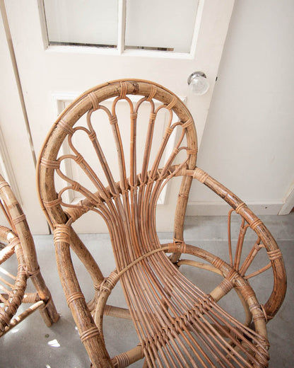 Mid Century Boho Bamboo Chairs (Pair)
