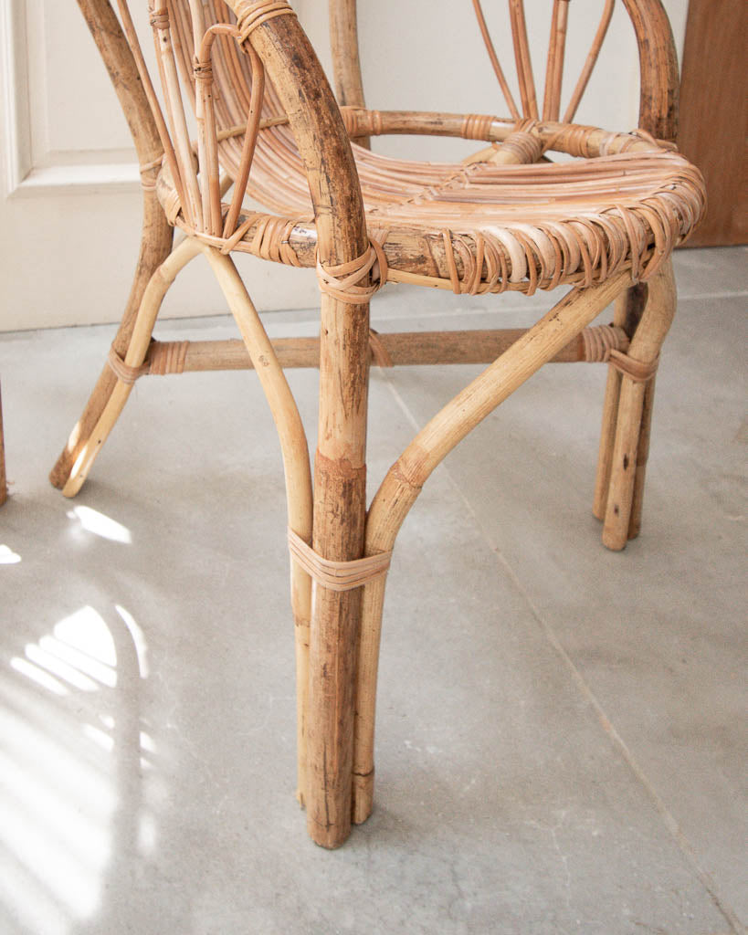 Mid Century Boho Bamboo Chairs (Pair)