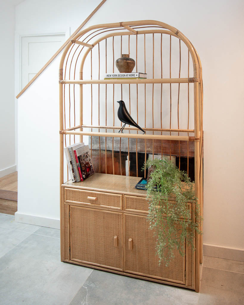 Vintage Bamboo Bookcase / Display Cabinet