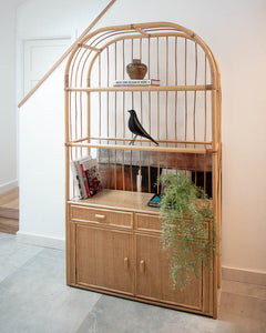 Vintage Bamboo Bookcase / Display Cabinet