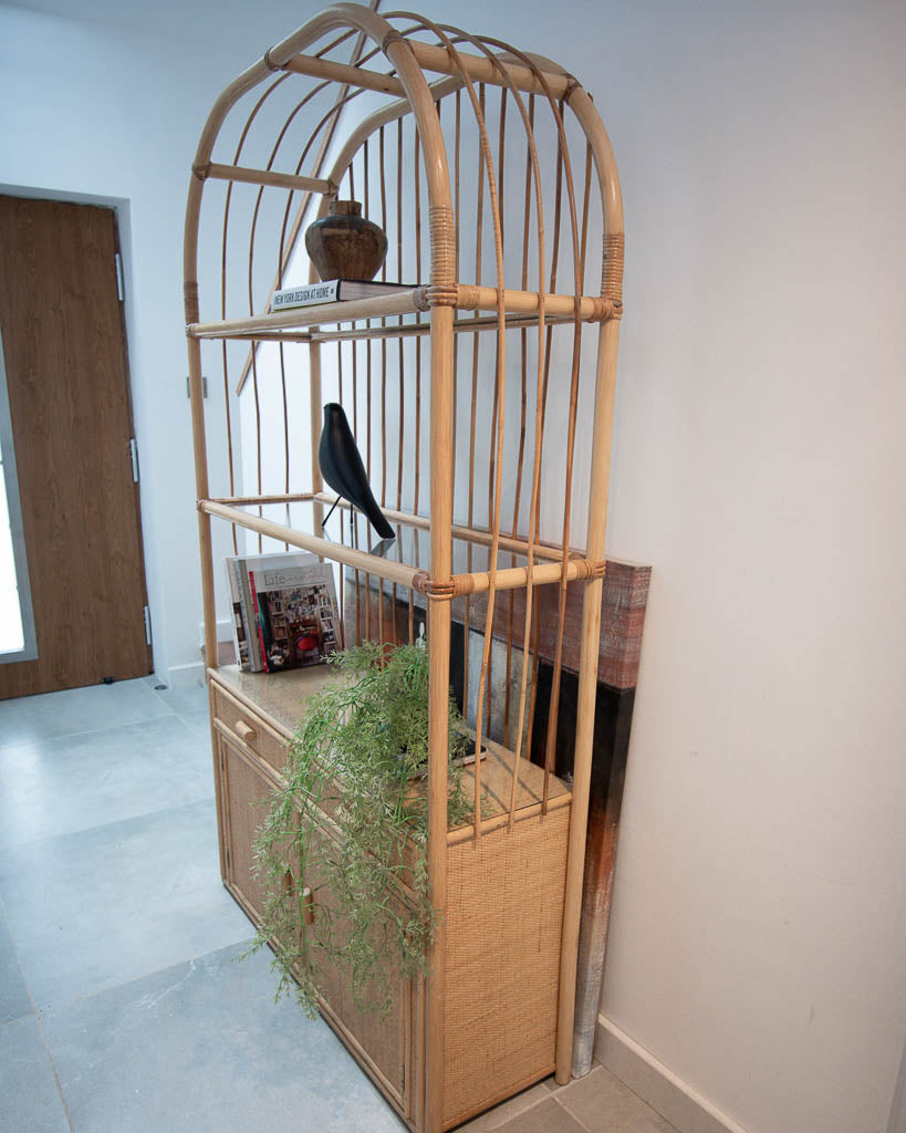 Vintage Bamboo Bookcase / Display Cabinet