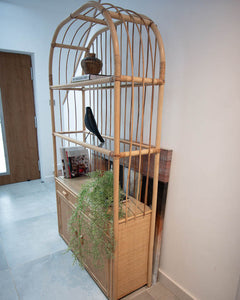 Vintage Bamboo Bookcase / Display Cabinet