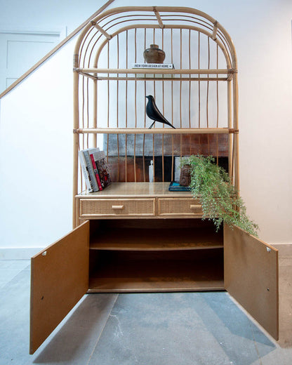 Vintage Bamboo Bookcase / Display Cabinet