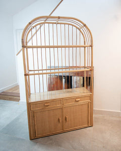 Vintage Bamboo Bookcase / Display Cabinet