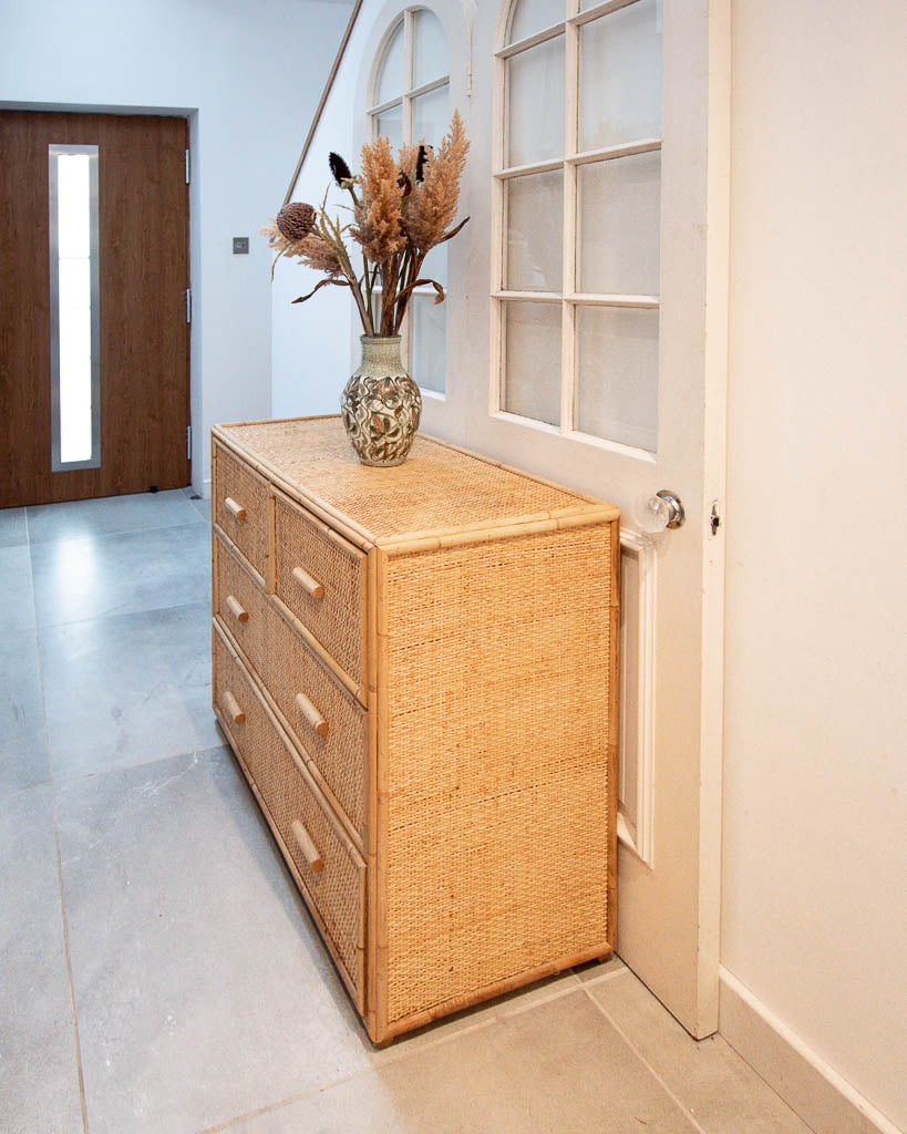 Vintage Bamboo & Rattan Chest of Drawers