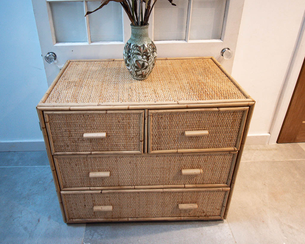 Vintage Bamboo & Rattan Chest of Drawers