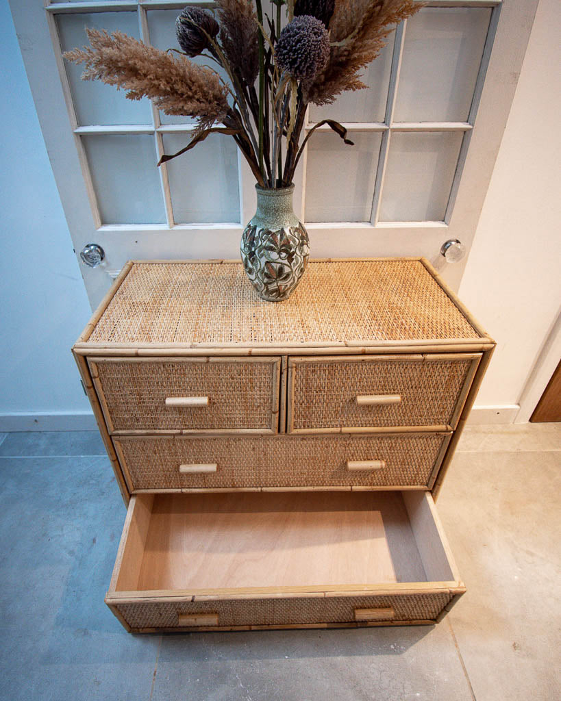 Vintage Bamboo & Rattan Chest of Drawers