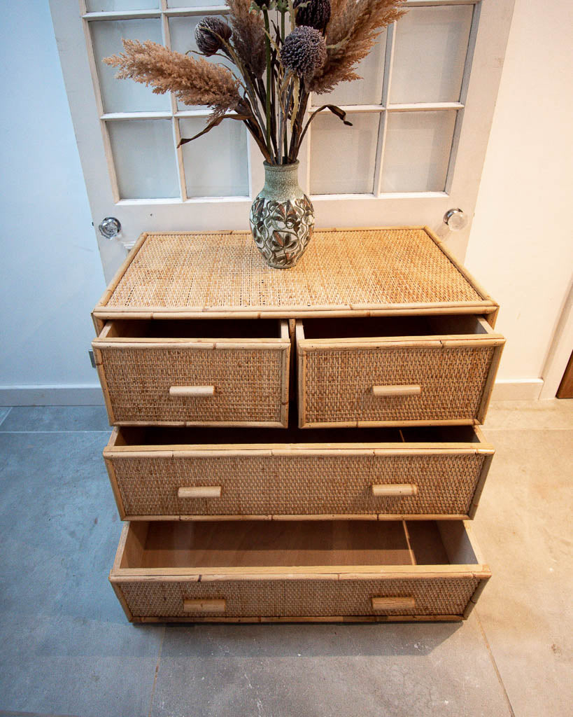 Vintage Bamboo & Rattan Chest of Drawers
