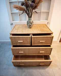 Vintage Bamboo & Rattan Chest of Drawers