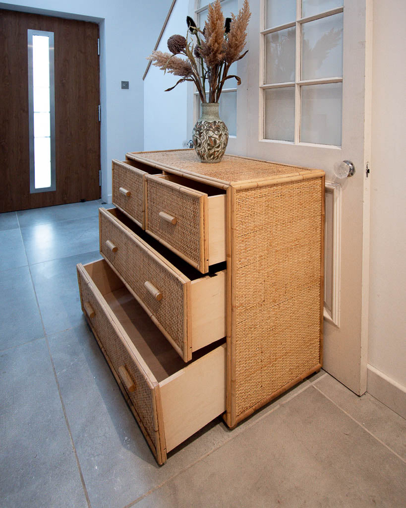 Vintage Bamboo & Rattan Chest of Drawers