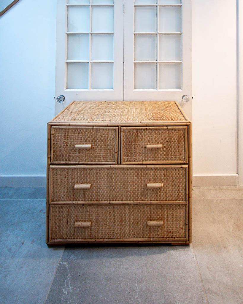 Vintage Bamboo & Rattan Chest of Drawers