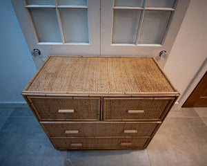 Vintage Bamboo & Rattan Chest of Drawers
