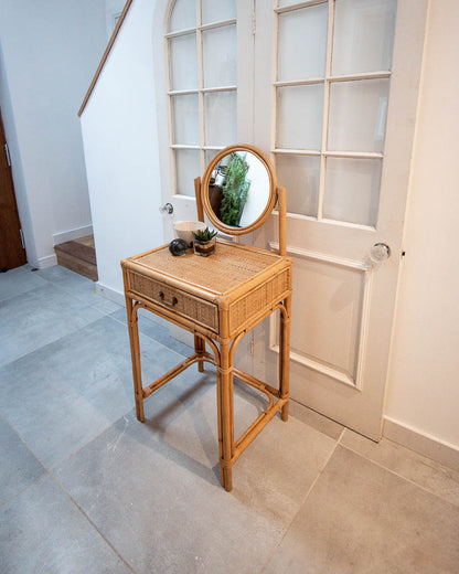 Mid Century Rattan & Cane Bamboo Dressing Table