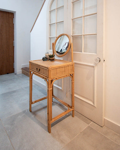 Mid Century Rattan & Cane Bamboo Dressing Table