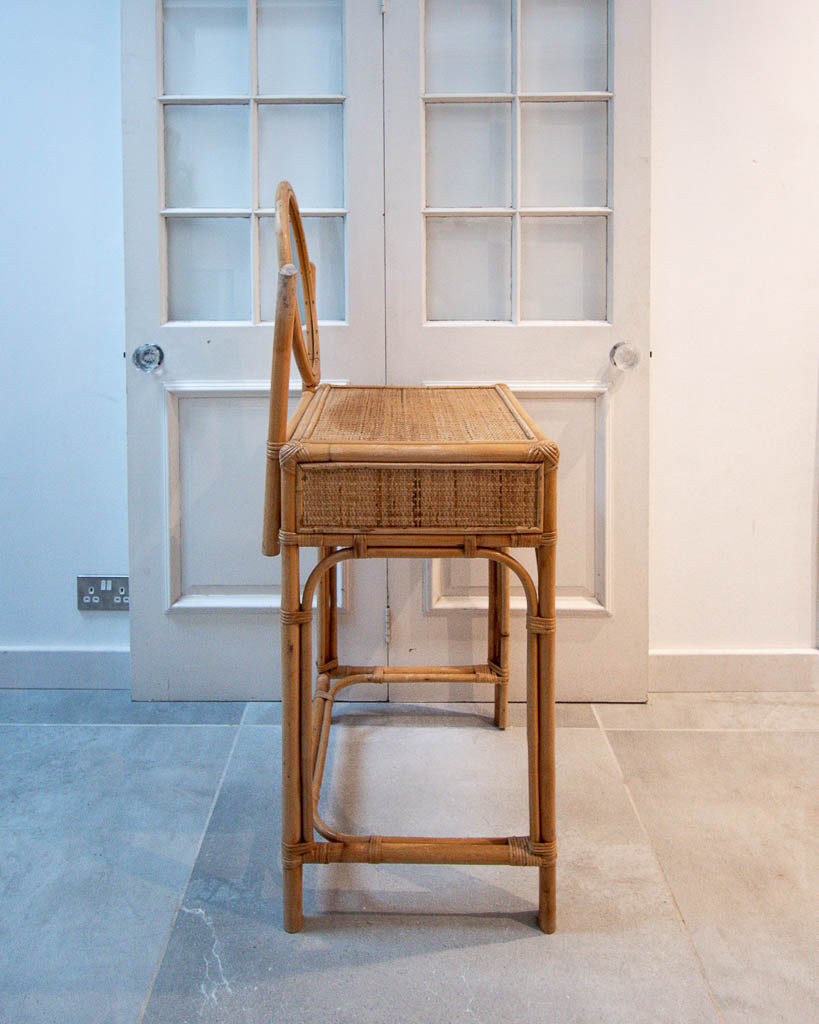 Mid Century Rattan & Cane Bamboo Dressing Table