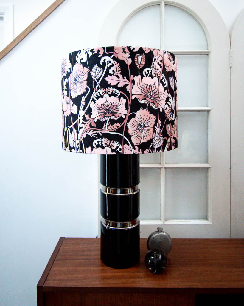 Large Ceramic American 1960s Table Lamp (Black & Silver)