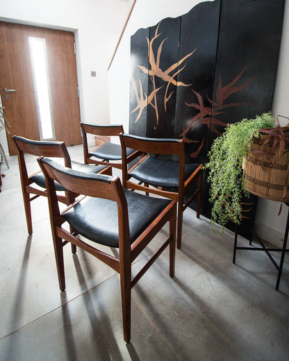 Mid Century Teak & Black Dining Chairs