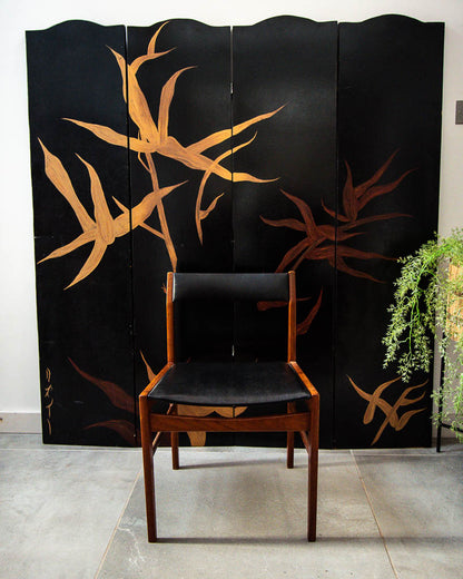 Mid Century Teak & Black Dining Chairs