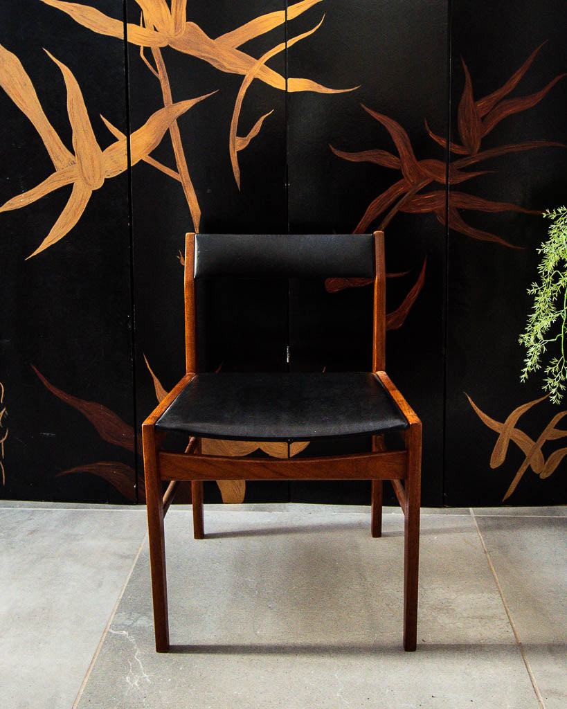 Mid Century Teak & Black Dining Chairs