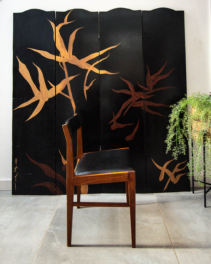 Mid Century Teak & Black Dining Chairs