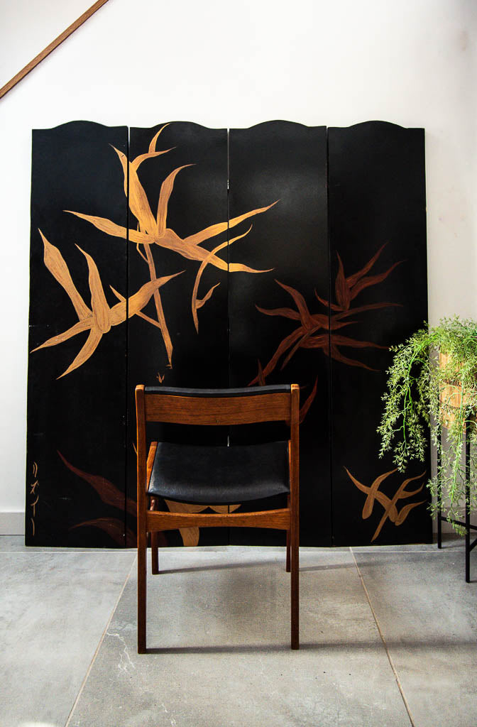 Mid Century Teak & Black Dining Chairs