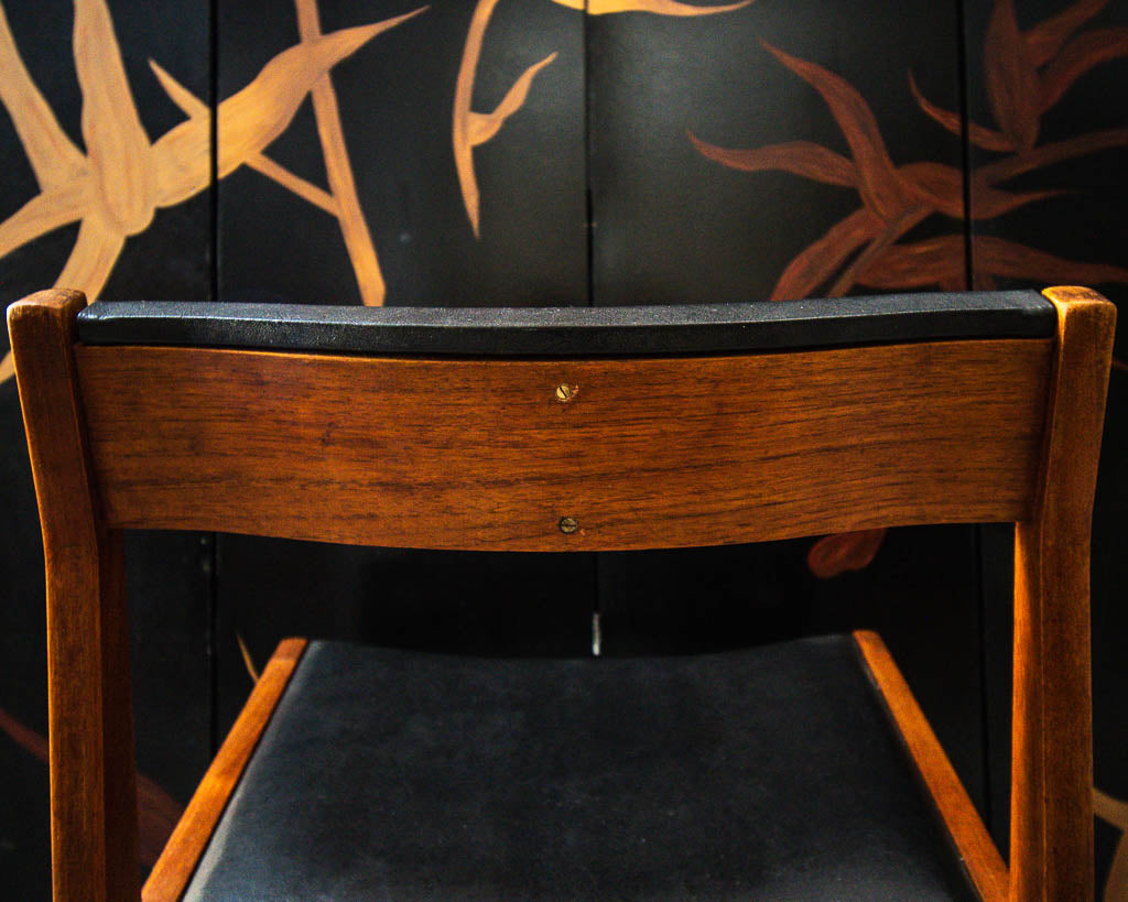 Mid Century Teak & Black Dining Chairs